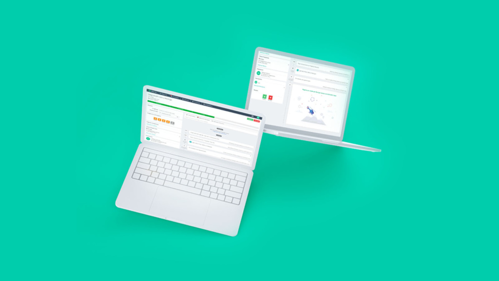 SULTS - Funil de vendas Dois notebooks com o painel de funil de vendas SULTS