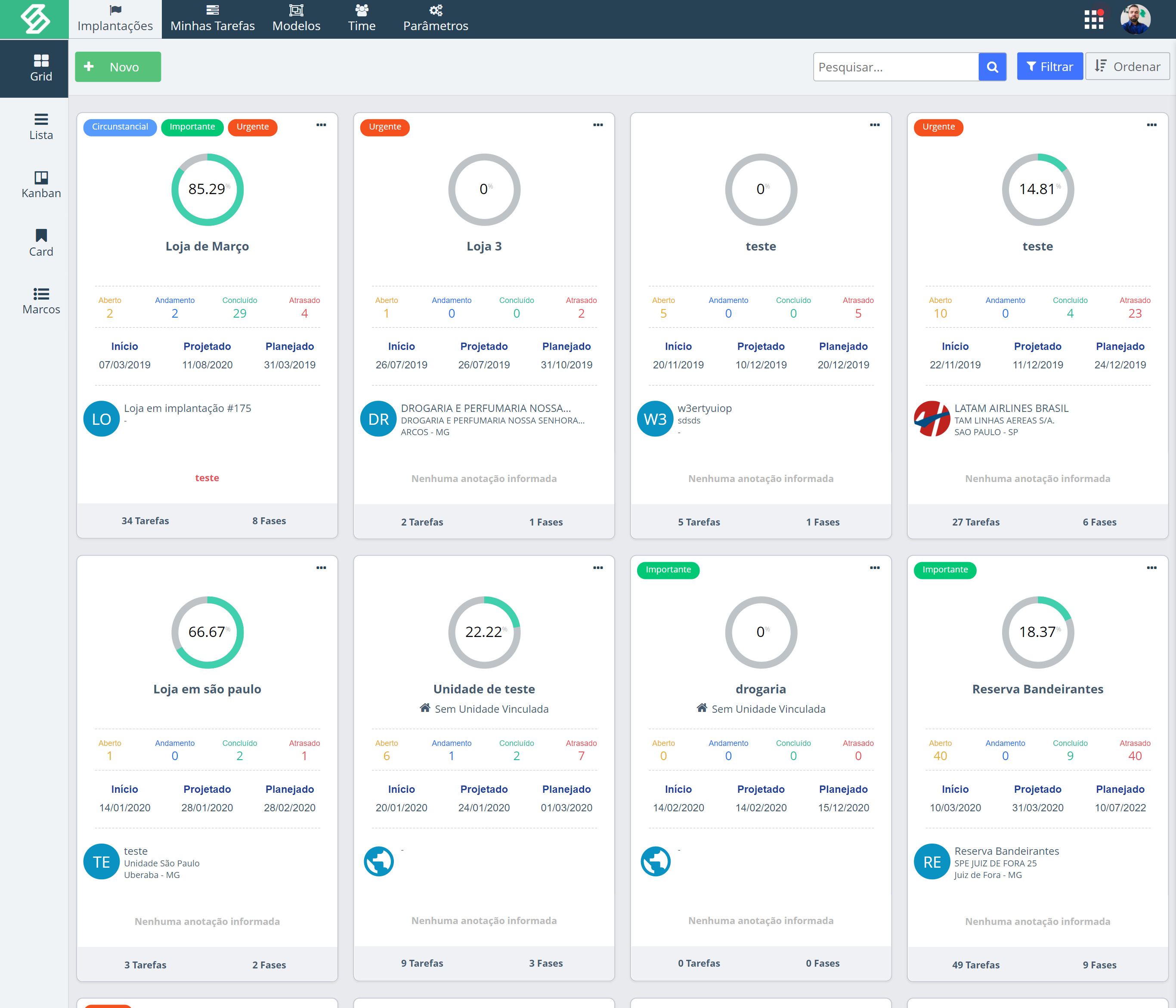 SULTS - Projeto: lista de projetos