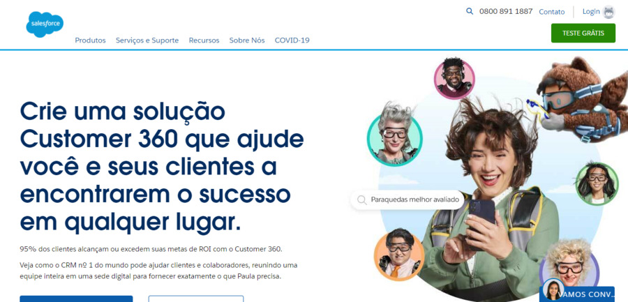 SALESFORCE - Página principal Página principal do software SALESFORCE