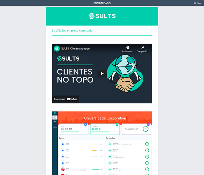 Otimize a comunicação corporativa da sua empresa SULTS - Intranet: visualização de comunicado