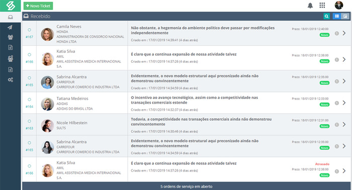 SULTS - Intranet: lista de chamados