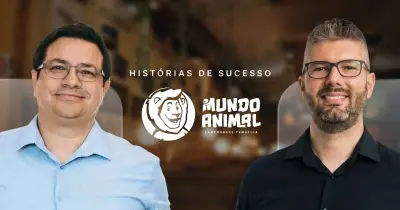 Ari Andrade, Sócio-fundador e CEO, e Adriano Giachini, Diretor de Qualidade e Desempenho da Mundo Animal, no case em vídeo da SULTS
