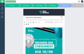 Criação de comunicado na SULTS em etapas de destino, empresa, pessoas, definições e descrição, com editor de texto e imagem do aviso