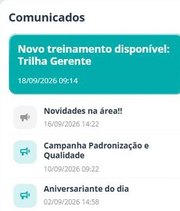 Quadro de comunicados recentes da SULTS com o aviso mais novo em destaque e os anteriores com data e hora