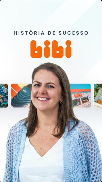 Short vertical História de sucesso da Bibi aberto na tela do celular, como a equipe vê no aplicativo da SULTS