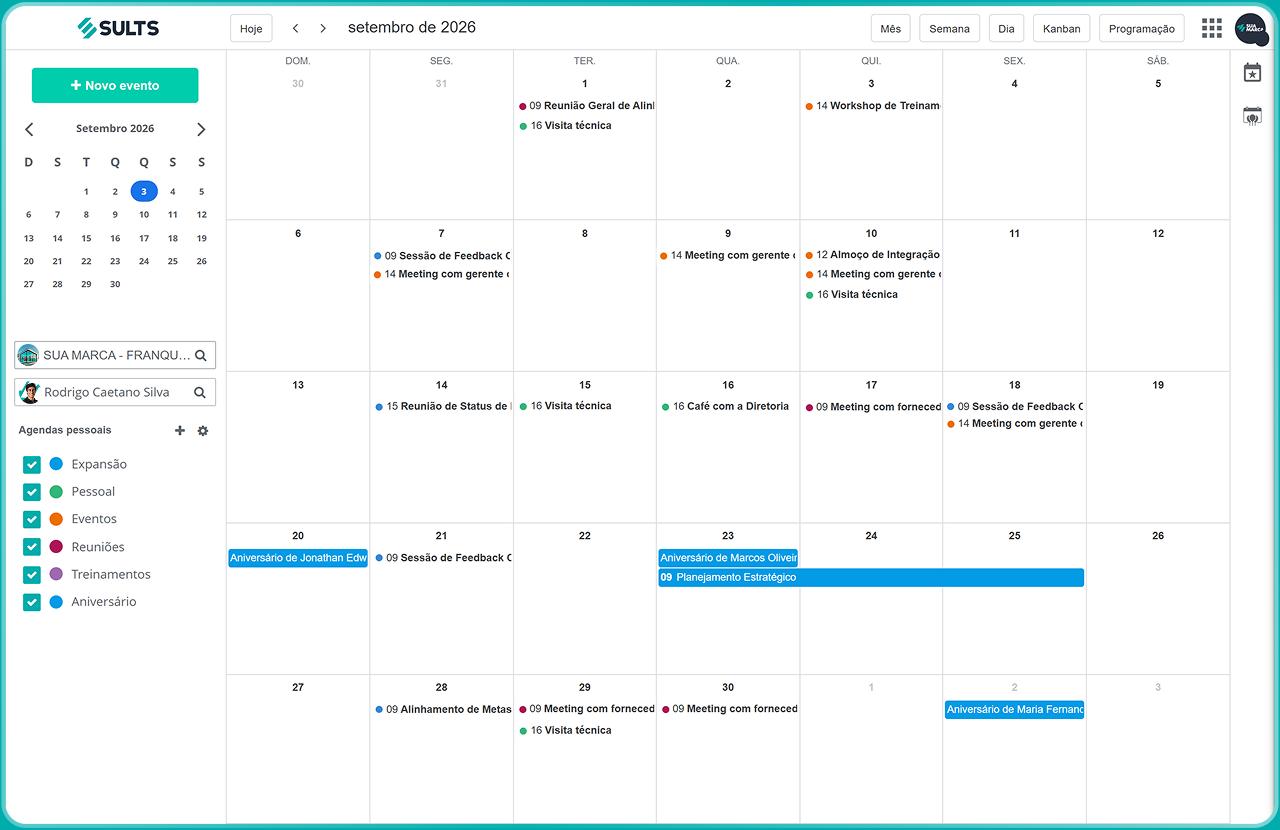 Agenda corporativa: calendário colaborativo para equipes distribuídas