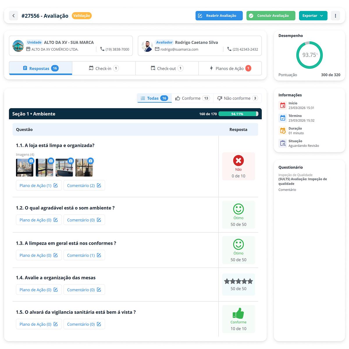 Editor de formulário do SULTS Checklist com tipos de resposta para inspeção de segurança do trabalho, questão crítica e árvore de decisão por NR