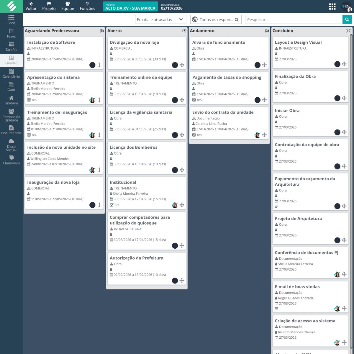 Execute tarefas com evidências, comunicação in-task e visão Kanban no SULTS Implantação Visão Kanban e Feed de comunicação do SULTS Implantação com tarefas, comentários e upload de evidências por fase do projeto