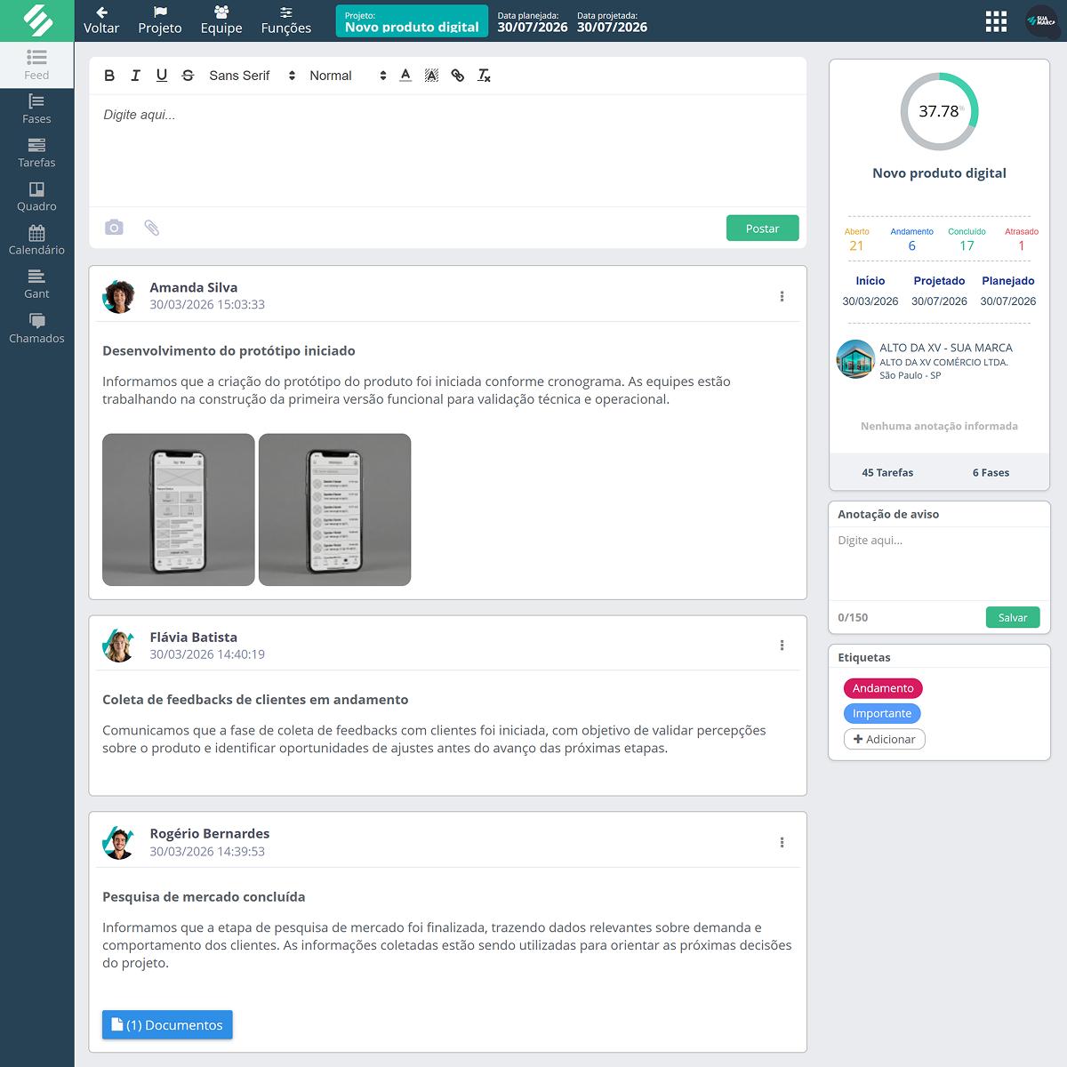 Melhore projetos com dados de desempenho e integração com +25 módulos no SULTS Integração operacional e melhoria contínua no SULTS Projetos